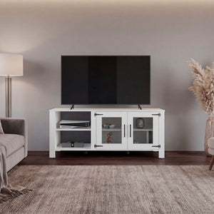 English Elm Freedom Modern Media Console with Open Shelves Raised Legs and Enclosed Cabinet Storage B070P524555