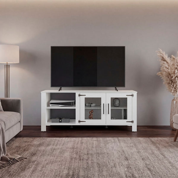English Elm Freedom Modern Media Console with Open Shelves Raised Legs and Enclosed Cabinet Storage B070P524555
