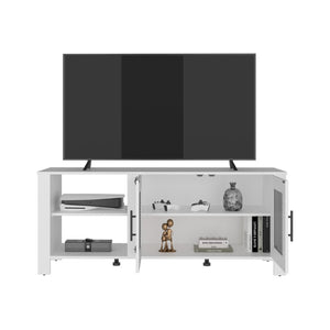 English Elm Freedom Modern Media Console with Open Shelves Raised Legs and Enclosed Cabinet Storage B070P524555