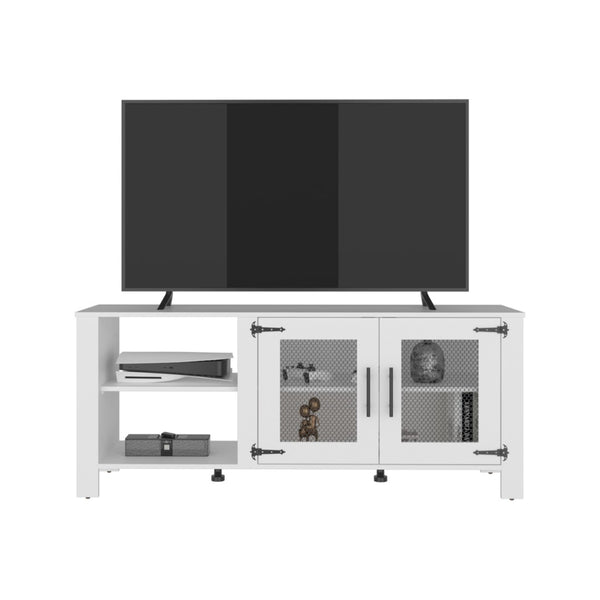 English Elm Freedom Modern Media Console with Open Shelves Raised Legs and Enclosed Cabinet Storage B070P524555