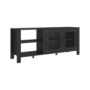 English Elm Freedom Modern Media Console with Open Shelving Raised Legs and Enclosed Cabinet Storage B070P524564