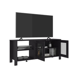English Elm Freedom Modern Media Console with Open Shelving Raised Legs and Enclosed Cabinet Storage B070P524564