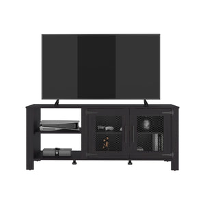 English Elm Freedom Modern Media Console with Open Shelving Raised Legs and Enclosed Cabinet Storage B070P524564