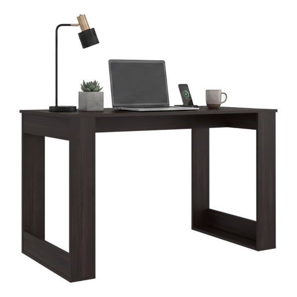 English Elm Oviedo Open Frame Writing Desk Dark Walnut Finish Compact Modern Home Office Worksurface B070P543541