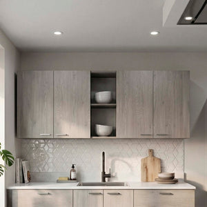 English Elm Portofino Wall Mounted Kitchen Cabinet with Dish Rack and Open Display Shelving Natural Wood Wash B070P543544