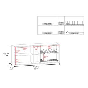 English Elm Portofino Wall Mounted Kitchen Cabinet with Dish Rack and Open Display Shelving Natural Wood Wash B070P543544