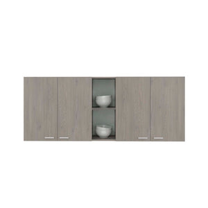 English Elm Portofino Wall Mounted Kitchen Cabinet with Dish Rack and Open Display Shelving Natural Wood Wash B070P543544