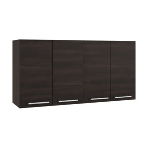 English Elm 120 Inch Wall Mounted Kitchen Cabinet with Dish Rack Pantry Laundry Room Storage Dark Walnut B070P543546