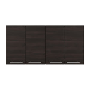 English Elm 120 Inch Wall Mounted Kitchen Cabinet with Dish Rack Pantry Laundry Room Storage Dark Walnut B070P543546