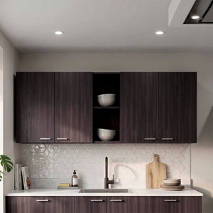 English Elm Portofino Wall Mounted Kitchen Cabinet with Dish Rack and Open Display Shelving Dark Walnut B070P543547