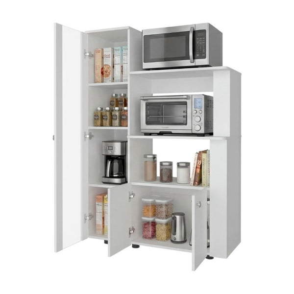 English Elm Aldan Kitchen Storage Tower with Glass Door Open Shelves and Enclosed Pantry Cabinet B070P555744