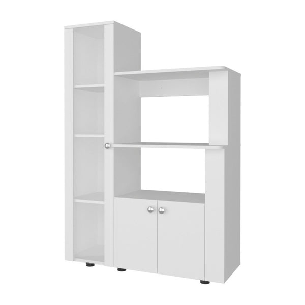 English Elm Aldan Kitchen Storage Tower with Glass Door Open Shelves and Enclosed Pantry Cabinet B070P555744