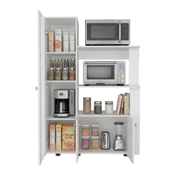 English Elm Aldan Kitchen Storage Tower with Glass Door Open Shelves and Enclosed Pantry Cabinet B070P555744