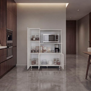 English Elm Lilo Tall Kitchen Pantry Cabinet with Appliance Shelf and Enclosed Hutch Storage B070P555745