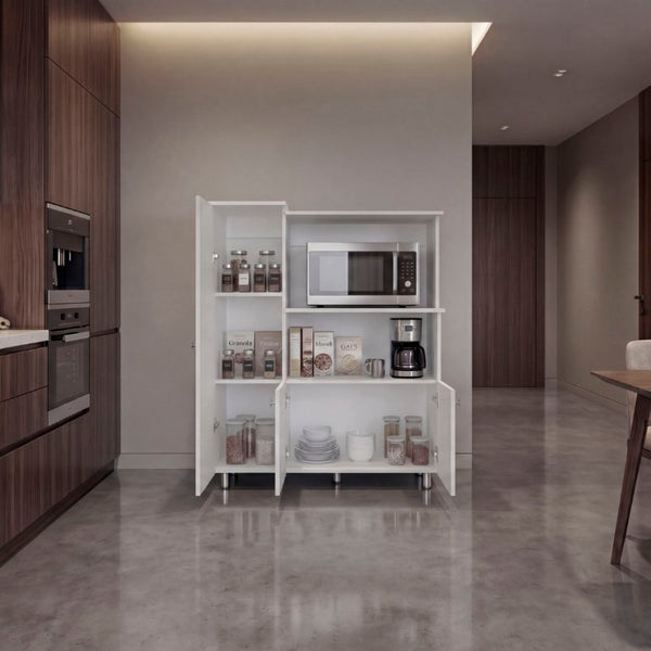 English Elm Lilo Tall Kitchen Pantry Cabinet with Appliance Shelf and Enclosed Hutch Storage B070P555745