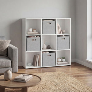 English Elm Lena 9 Cube Organizer Bookcase with Open Shelves and Four Fabric Bins for Any Room B070P555746