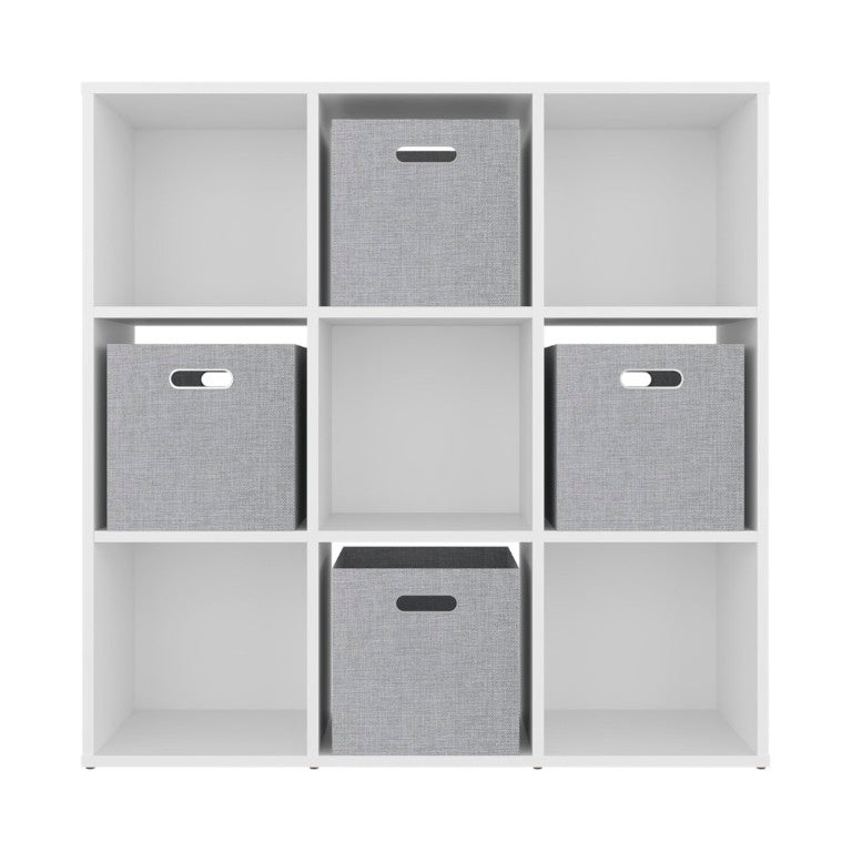 English Elm Lena 9 Cube Organizer Bookcase with Open Shelves and Four Fabric Bins for Any Room B070P555746