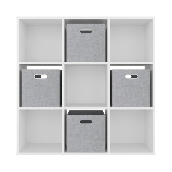 English Elm Lena 9 Cube Organizer Bookcase with Open Shelves and Four Fabric Bins for Any Room B070P555746