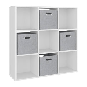 English Elm Lena 9 Cube Organizer Bookcase with Open Shelves and Four Fabric Bins for Any Room B070P555746