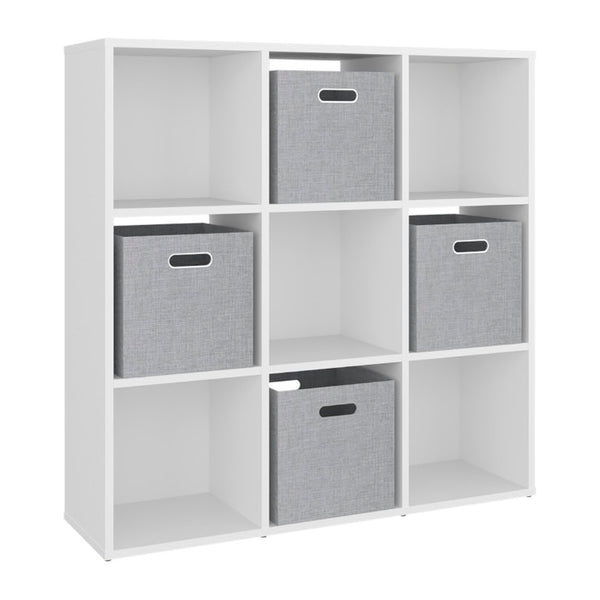 English Elm Lena 9 Cube Organizer Bookcase with Open Shelves and Four Fabric Bins for Any Room B070P555746