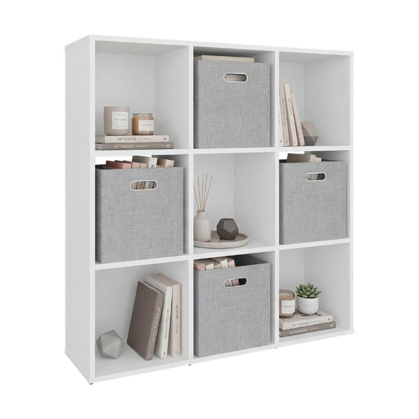 English Elm Lena 9 Cube Organizer Bookcase with Open Shelves and Four Fabric Bins for Any Room B070P555746