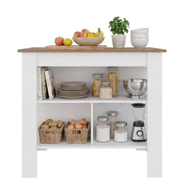 English Elm Cala Freestanding Kitchen Island with Open Shelving and Scratch Resistant Wood Worktop B070P569562