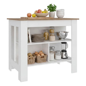 English Elm Cala Freestanding Kitchen Island with Open Shelving and Scratch Resistant Wood Worktop B070P569562