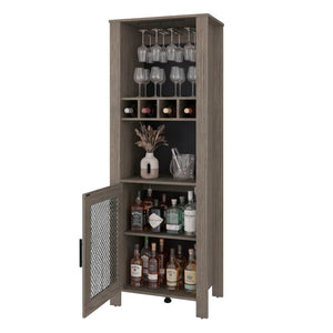 English Elm Freedom Rustic Farmhouse Bar Cabinet with Stemware Rack Bottle Storage Open Shelving B070P596405