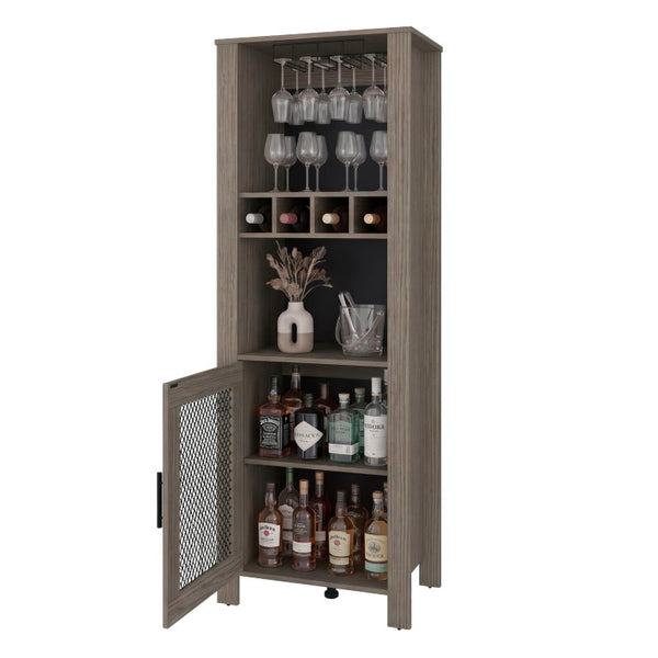 English Elm Freedom Rustic Farmhouse Bar Cabinet with Stemware Rack Bottle Storage Open Shelving B070P596405