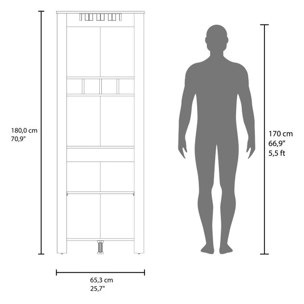 English Elm Freedom Rustic Farmhouse Bar Cabinet with Stemware Rack Bottle Storage Open Shelving B070P596405