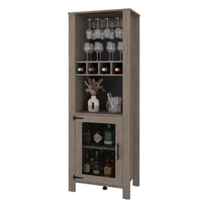 English Elm Freedom Rustic Farmhouse Bar Cabinet with Stemware Rack Bottle Storage Open Shelving B070P596405