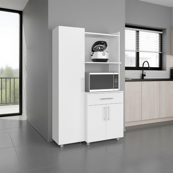 English Elm Pantress Freestanding Kitchen Pantry Cabinet Tall Multi Zone Storage with Drawer Shelf B070S00418
