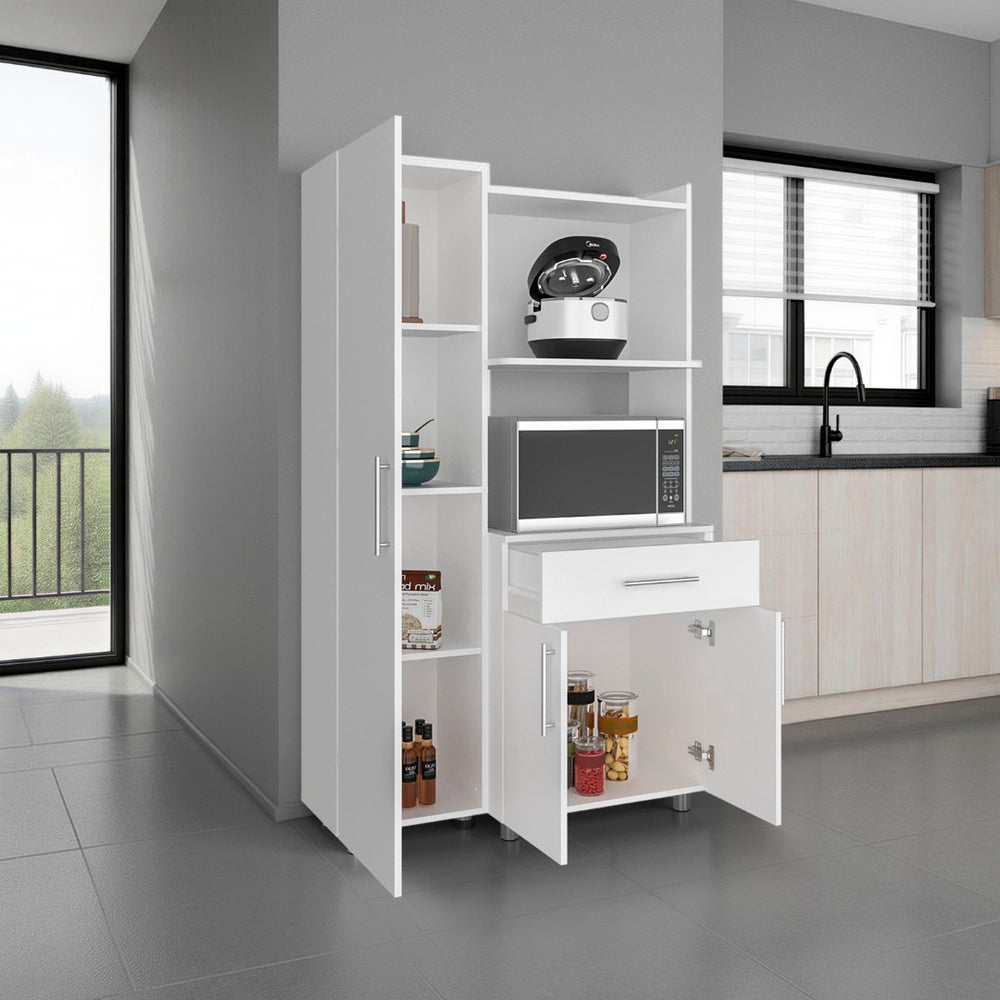 English Elm Pantress Freestanding Kitchen Pantry Cabinet Tall Multi Zone Storage with Drawer Shelf B070S00418