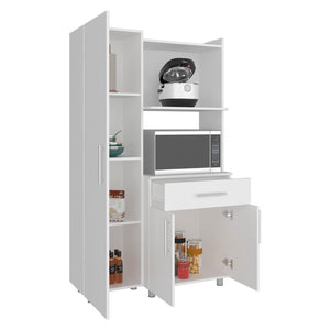 English Elm Pantress Freestanding Kitchen Pantry Cabinet Tall Multi Zone Storage with Drawer Shelf B070S00418