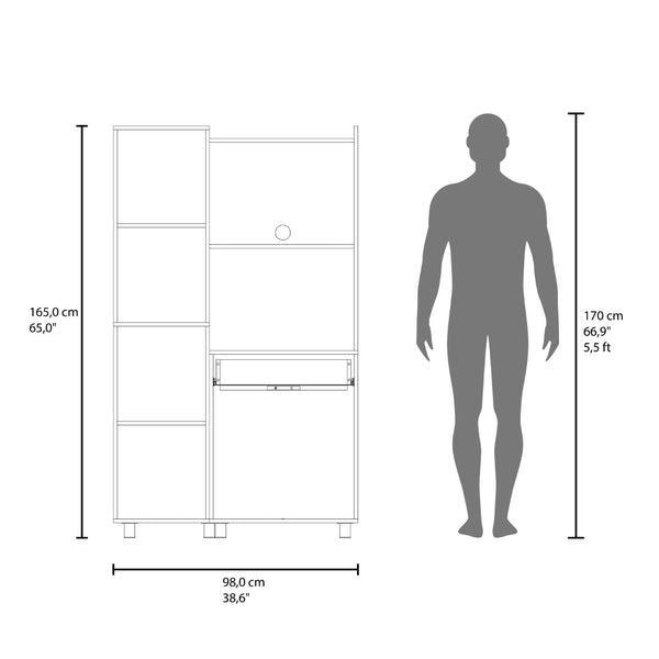 English Elm Pantress Freestanding Kitchen Pantry Cabinet Tall Multi Zone Storage with Drawer Shelf B070S00418