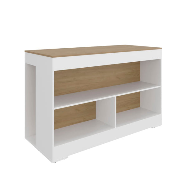 English Elm Cuenca Counter Height Dining Table with Three Open Shelves for Compact Kitchen Spaces B070S00419