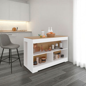 English Elm Cuenca Counter Height Dining Table with Three Open Shelves for Compact Kitchen Spaces B070S00419