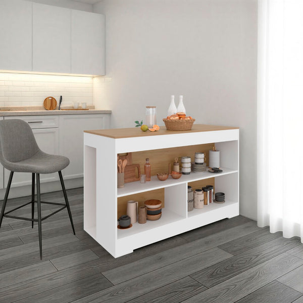 English Elm Cuenca Counter Height Dining Table with Three Open Shelves for Compact Kitchen Spaces B070S00419