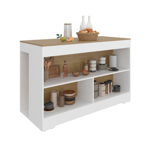 English Elm Cuenca Counter Height Dining Table with Three Open Shelves for Compact Kitchen Spaces B070S00419