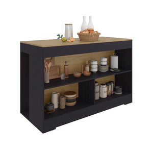 English Elm Cuenca Counter Height Prep and Dining Table with Three Open Shelves for Small Kitchens B070S00420