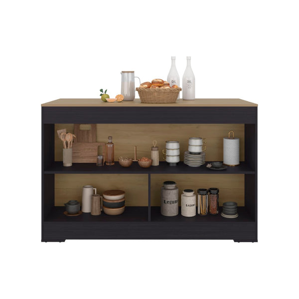 English Elm Cuenca Counter Height Prep and Dining Table with Three Open Shelves for Small Kitchens B070S00420