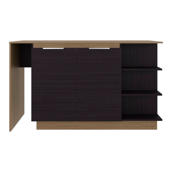 English Elm Lumina Counter Height Kitchen Island with Cabinet Storage and Three Open Shelves B070S00421