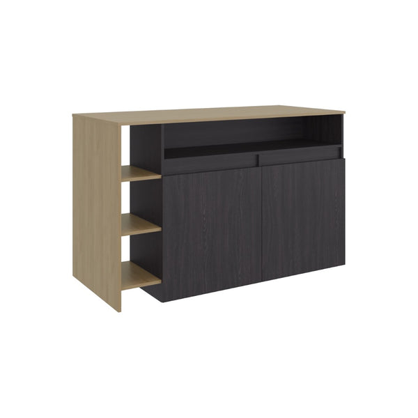 English Elm Bari Modern Kitchen Island with Open Shelving Cabinet Storage and Counter Dining Surface B070S00422