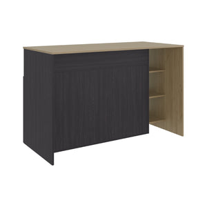 English Elm Bari Modern Kitchen Island with Open Shelving Cabinet Storage and Counter Dining Surface B070S00422