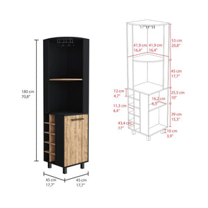 English Elm Kaia Corner Bar Cabinet with Wine Cubbies Stemware Rack and Open Shelving Light Gray B070S00426