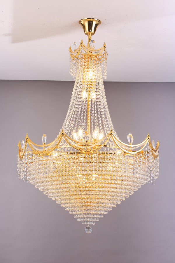 English Elm 42" K9 Crystal Neoclassical Chandelier 22 Light Empire Ceiling Fixture for Dining Rooms B072132064