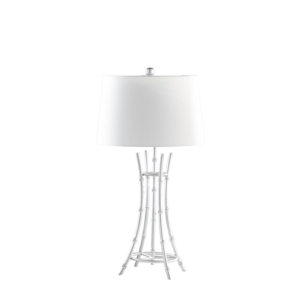 English Elm 29.25" Kiara Bamboo Textured Silver Metal Table Lamp with Drum Shade for Modern Decor B072P222429