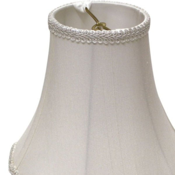 English Elm Fancy Shantung Fabric Oblong Table Lamp Shade Tapered Silhouette Washer Fitter White B075101457