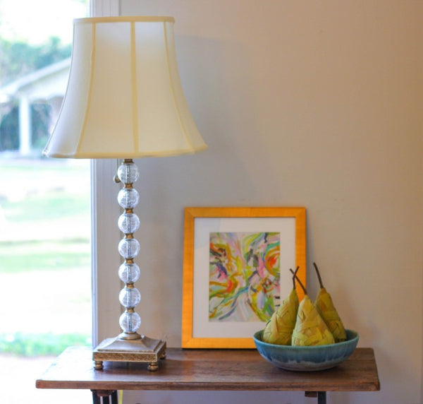 English Elm Slant Octagon Moire Shantung Softback Lamp Shade Egg Tone Architectural Panel Design B075101512