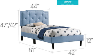 English Elm Stylish Twin Bed Bold Cobalt Finish Casual Frame for Kids Teen or Guest Bedroom B078107961